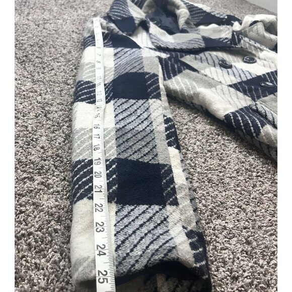 RAMPAGE Button Double Breasted Navy Plaid Coat Jacket Women's Large - Picture 8 of 9